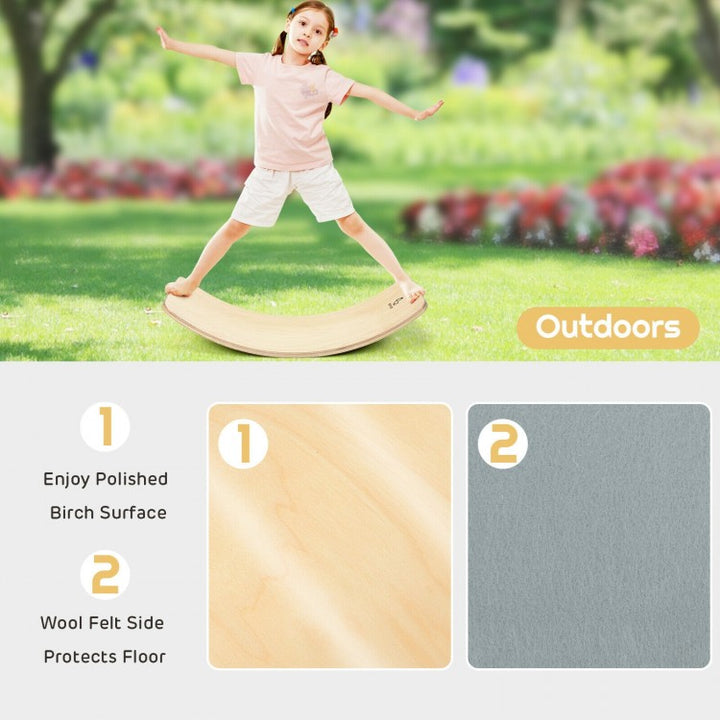 Wooden Balance Board with Felt – Kids Montessori Wobble Board