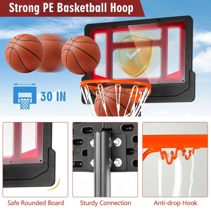 Portable Basketball Hoop with Adjustable Height and Wheels