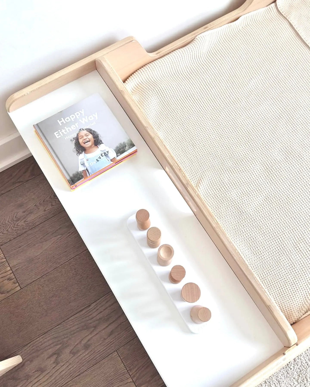 Montessori Floor Bed with Rails & Shelves (TWIN) Made in Canada