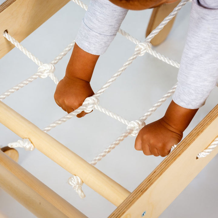 5in1 Montessori Climbing Frame Set: Triangle Ladder + Arch/Rocker + Slide Board/Ramp + Netting rope + Cushion