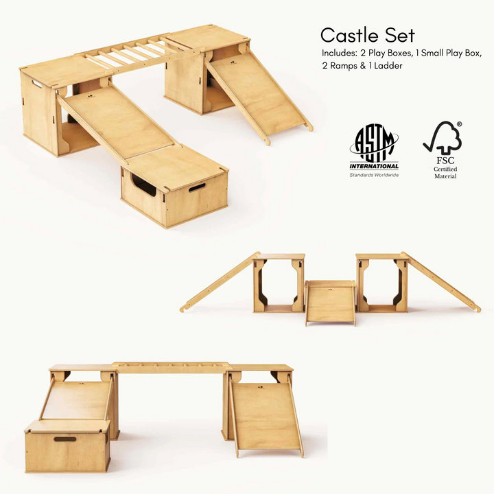 Modular Climbing Cube Playset – Pikler-Style “Play Box” (Slide & Fort) – Made in Canada