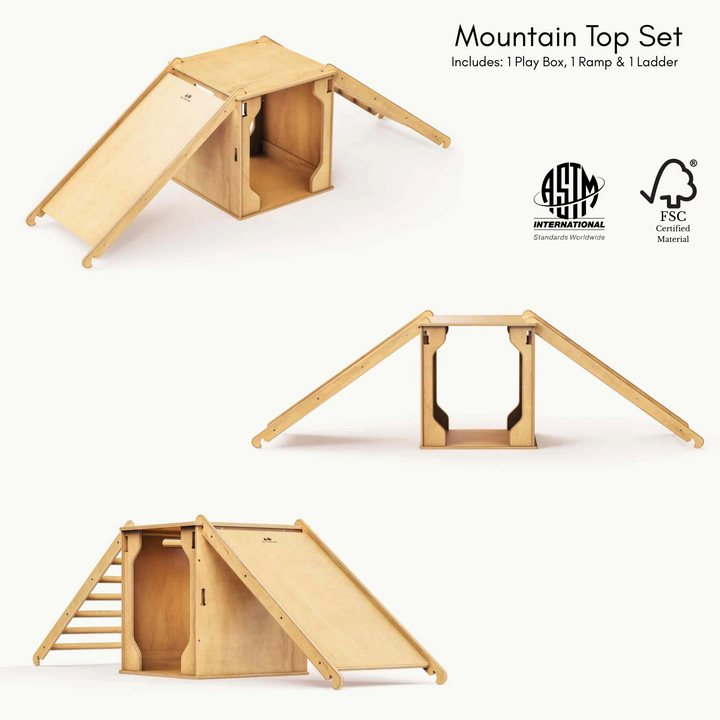 Modular Climbing Cube Playset – Pikler-Style “Play Box” (Slide & Fort) – Made in Canada