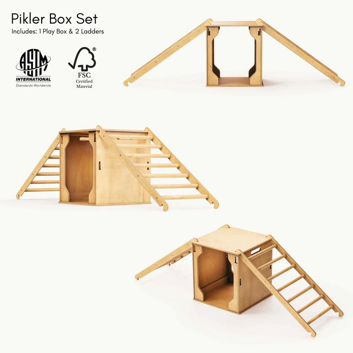 Modular Climbing Cube Playset – Pikler-Style “Play Box” (Slide & Fort) – Made in Canada