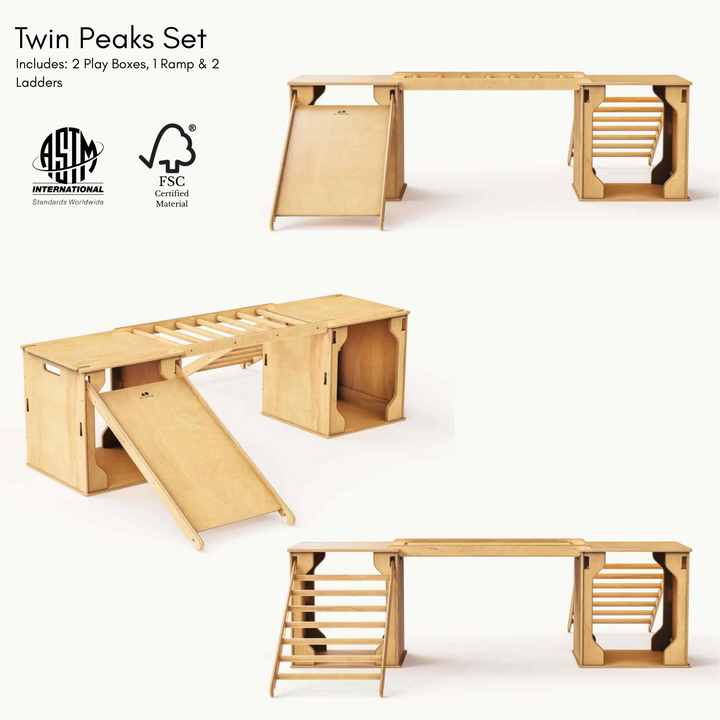 Modular Climbing Cube Playset – Pikler-Style “Play Box” (Slide & Fort) – Made in Canada
