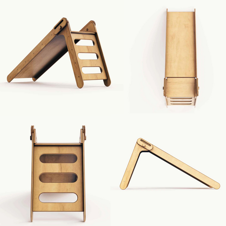 Collapsible Wooden Pikler Climbing Ramp & Slide – Made in Canada