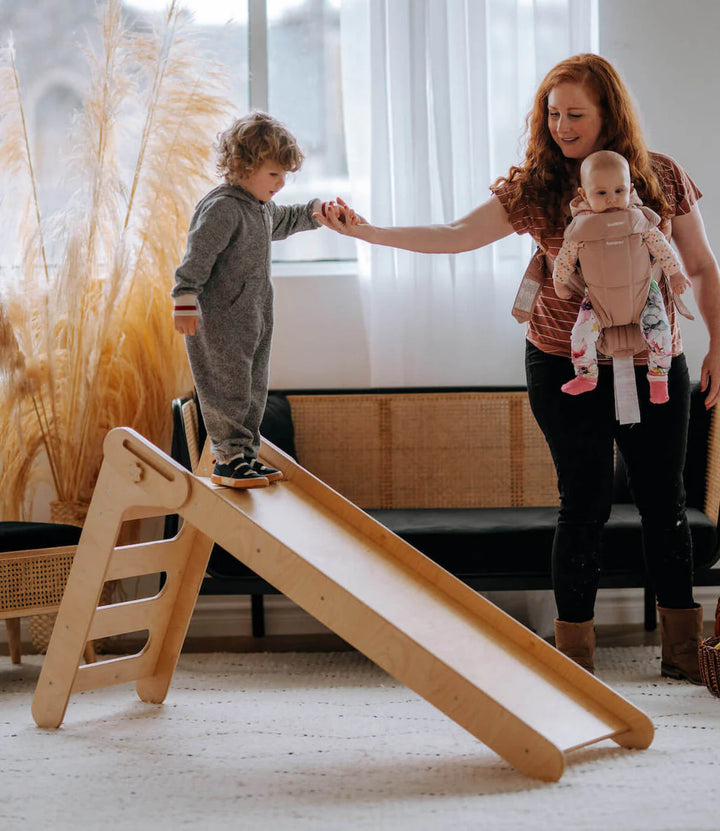 Collapsible Wooden Pikler Climbing Ramp & Slide – Made in Canada