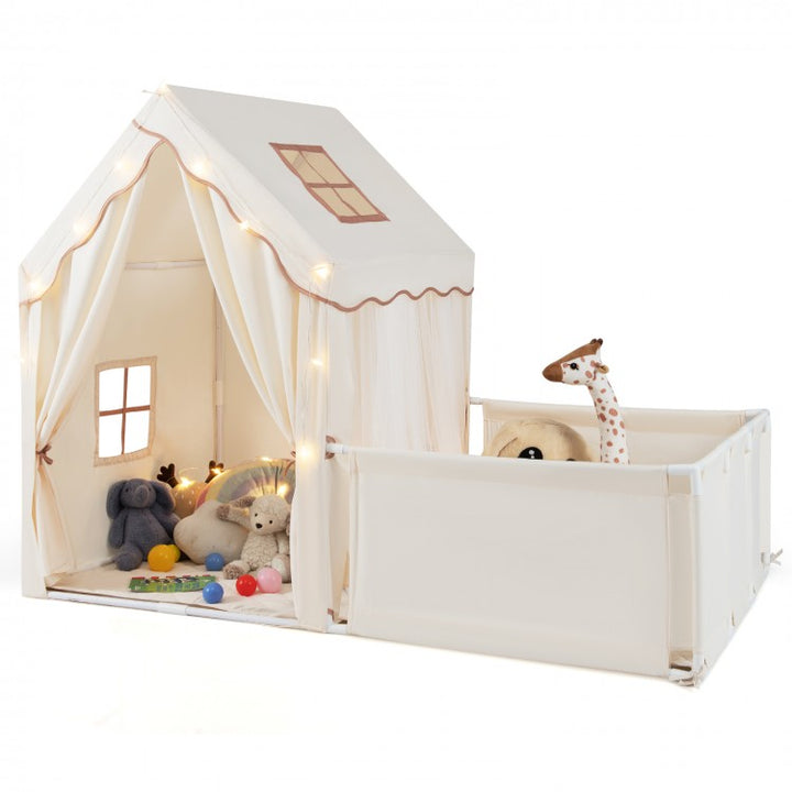 Kids Play Tent with Playpen, Mat & Lights
