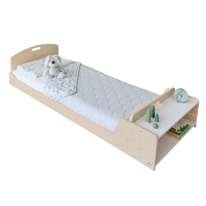 Montessori Floor Bed With Shelf (JUNIOR) Made In Canada