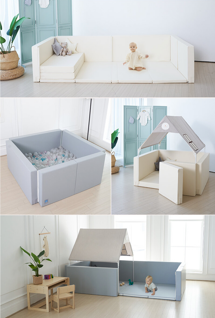 “Free Bumper” 2-in-1 Play Mat & Bumper Bed – Convertible Non-Toxic Foam Play Pen