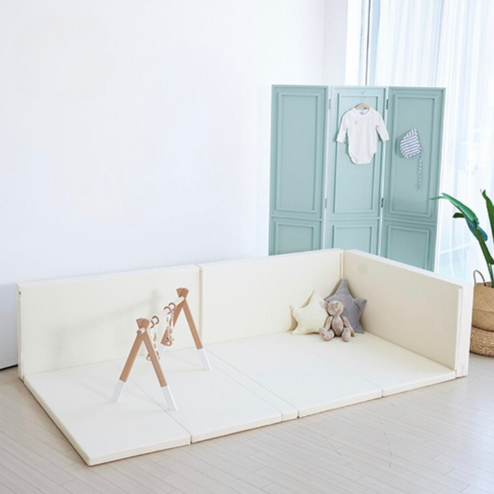 “Free Bumper” 2-in-1 Play Mat & Bumper Bed – Convertible Non-Toxic Foam Play Pen