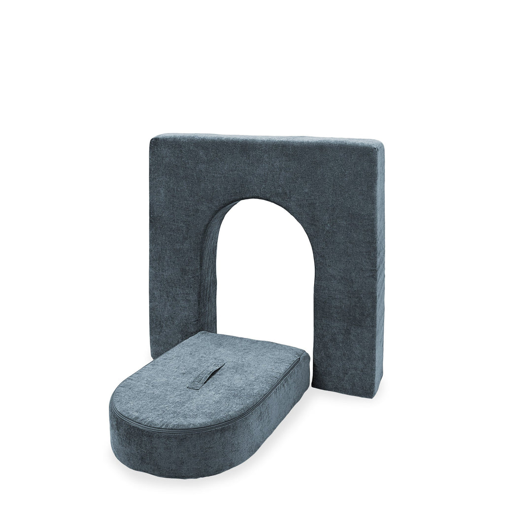 Gray cushion with arch design on a white background, featuring CertiPUR-US logo.