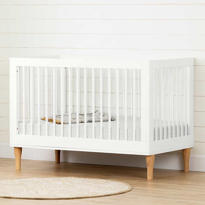 Baby Crib In White and Natural colors