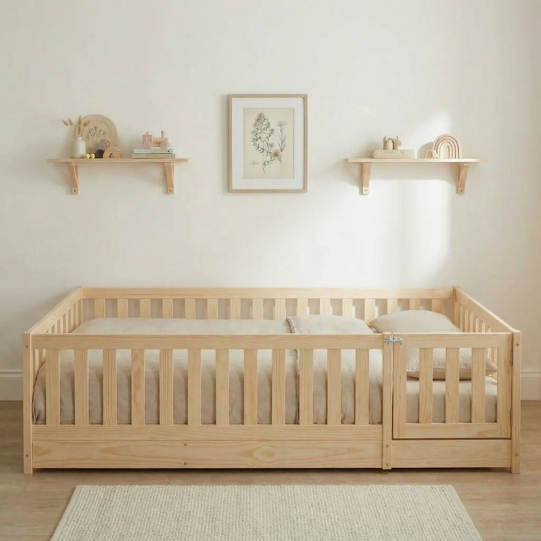 Baby Crib In White and Natural colors