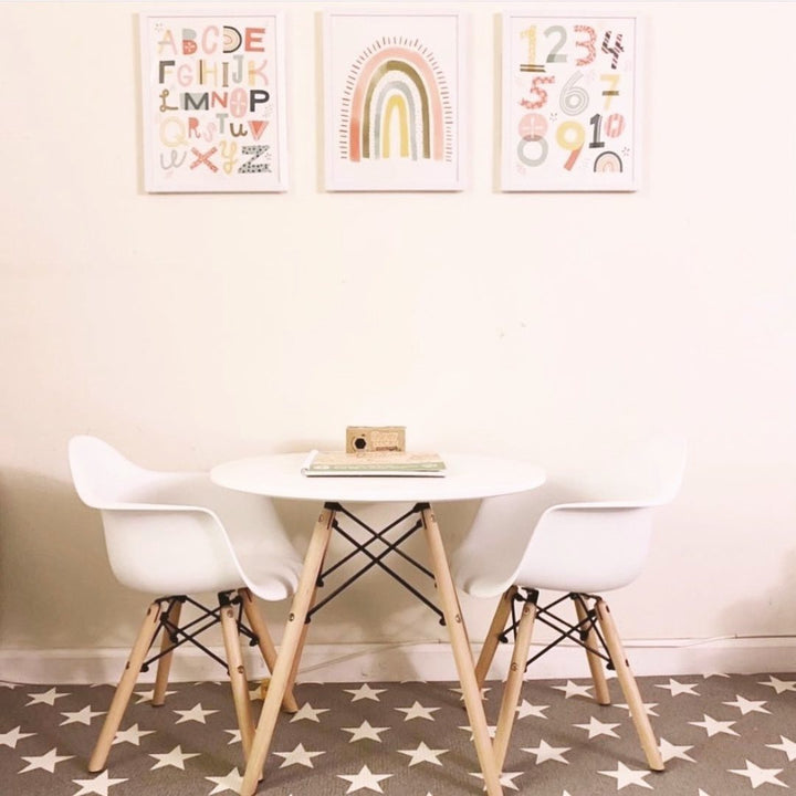 Desk And Chairs Set (White)