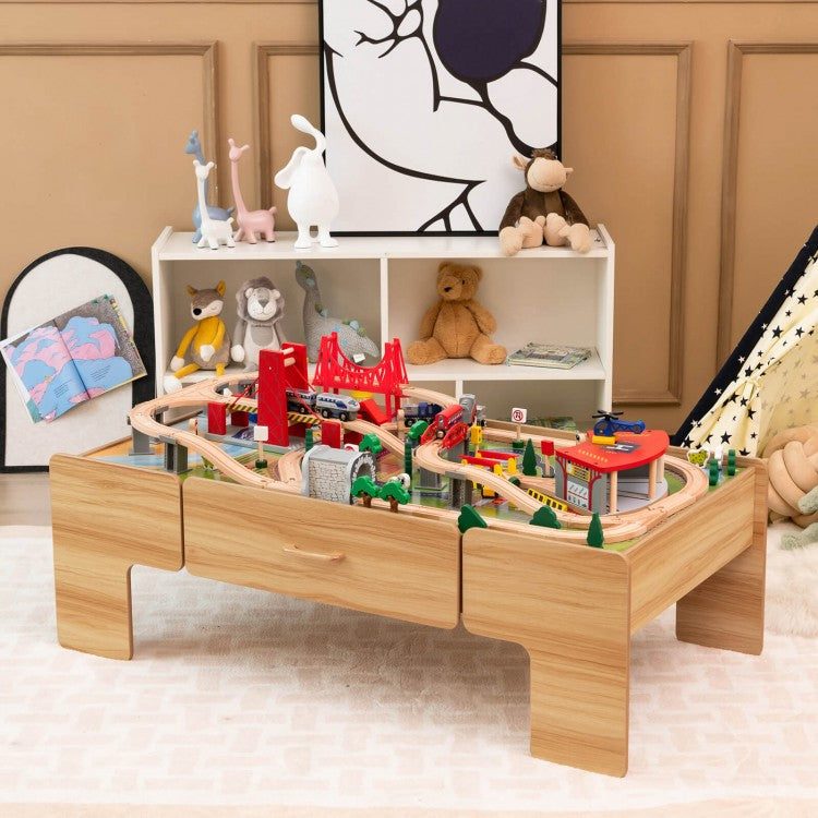 Wooden Table With Train Play-set 3