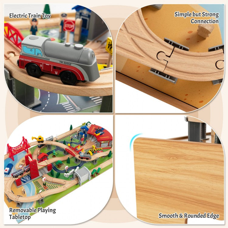 Wooden Table With Train Play-set 3