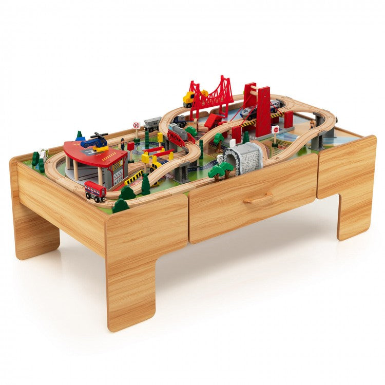 Wooden Table With Train Play-set 3