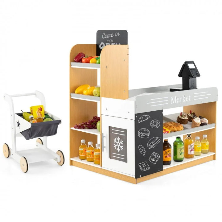 Pretend Play Grocery Store with Shopping Cart