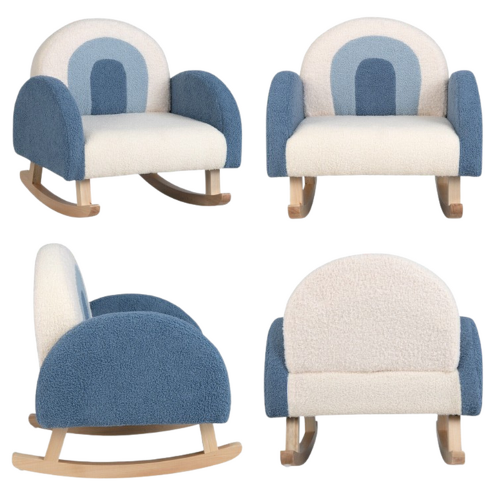 Blue Kid Rocking Chair From Different Angles