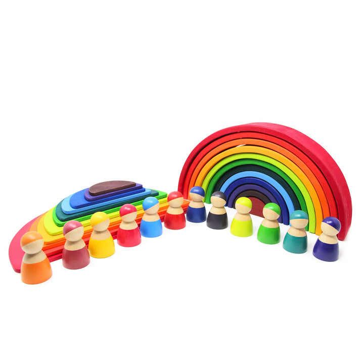 Large Wooden Rainbow Stacker Bundle – Montessori Stacking Toy for Kids