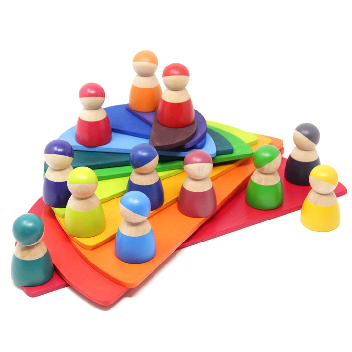 Large Wooden Rainbow Stacker Bundle – Montessori Stacking Toy for Kids