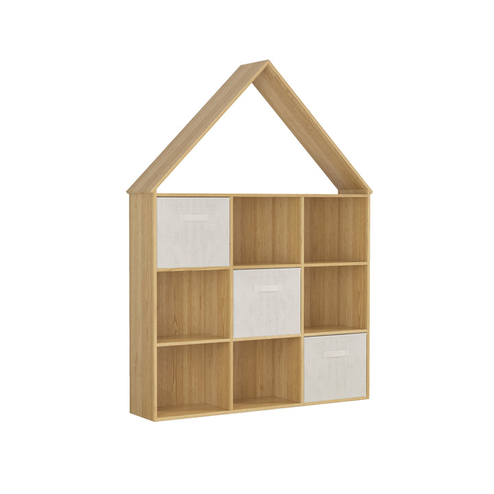 ARY House Bookshelf, Montessori Kids Bookcase with 3 Cloth Drawers