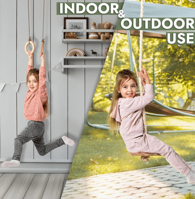 3 in 1 Swing Set Accessory with Rope Ladder, Rings and Disc Swing