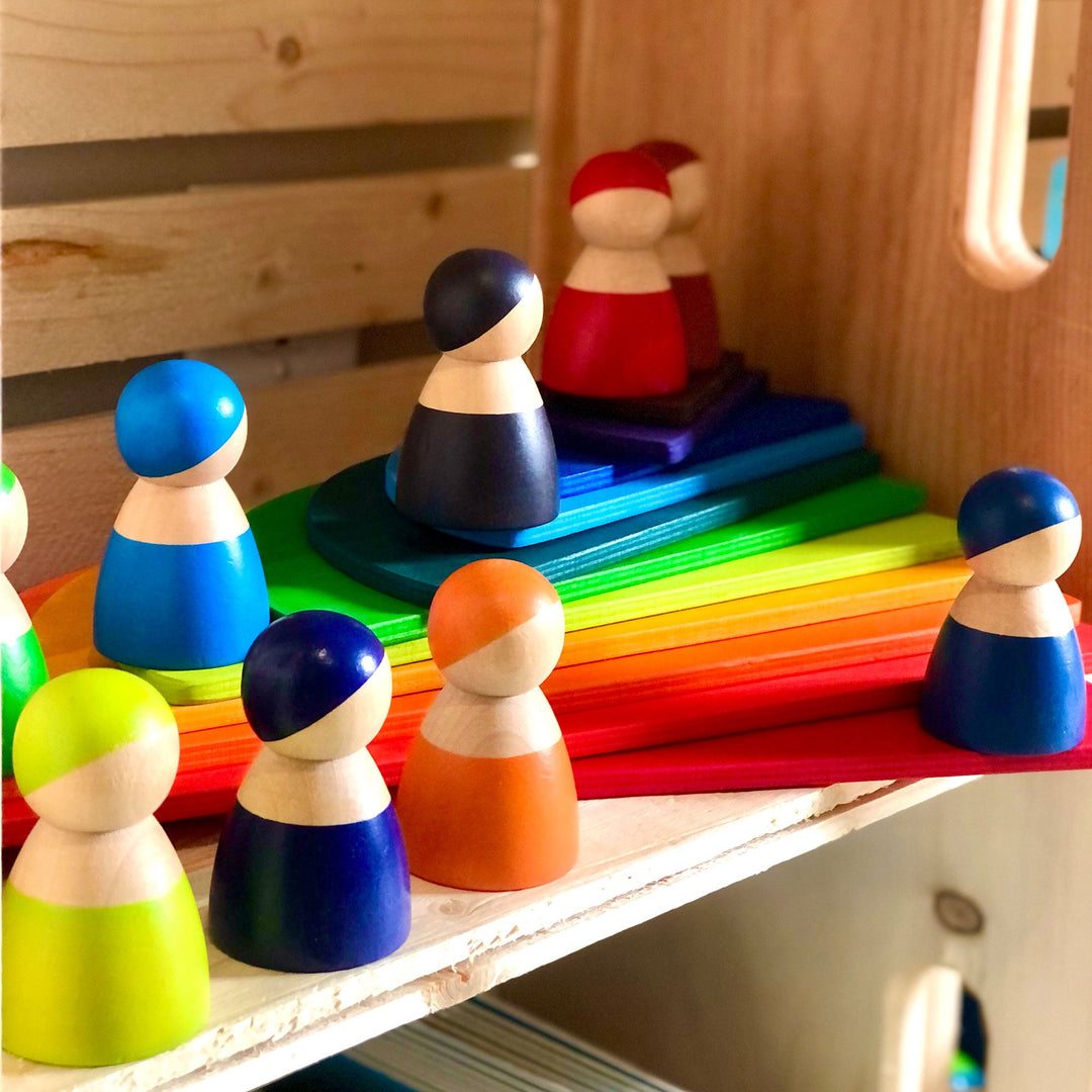 Large Wooden Rainbow Stacker Bundle – Montessori Stacking Toy for Kids