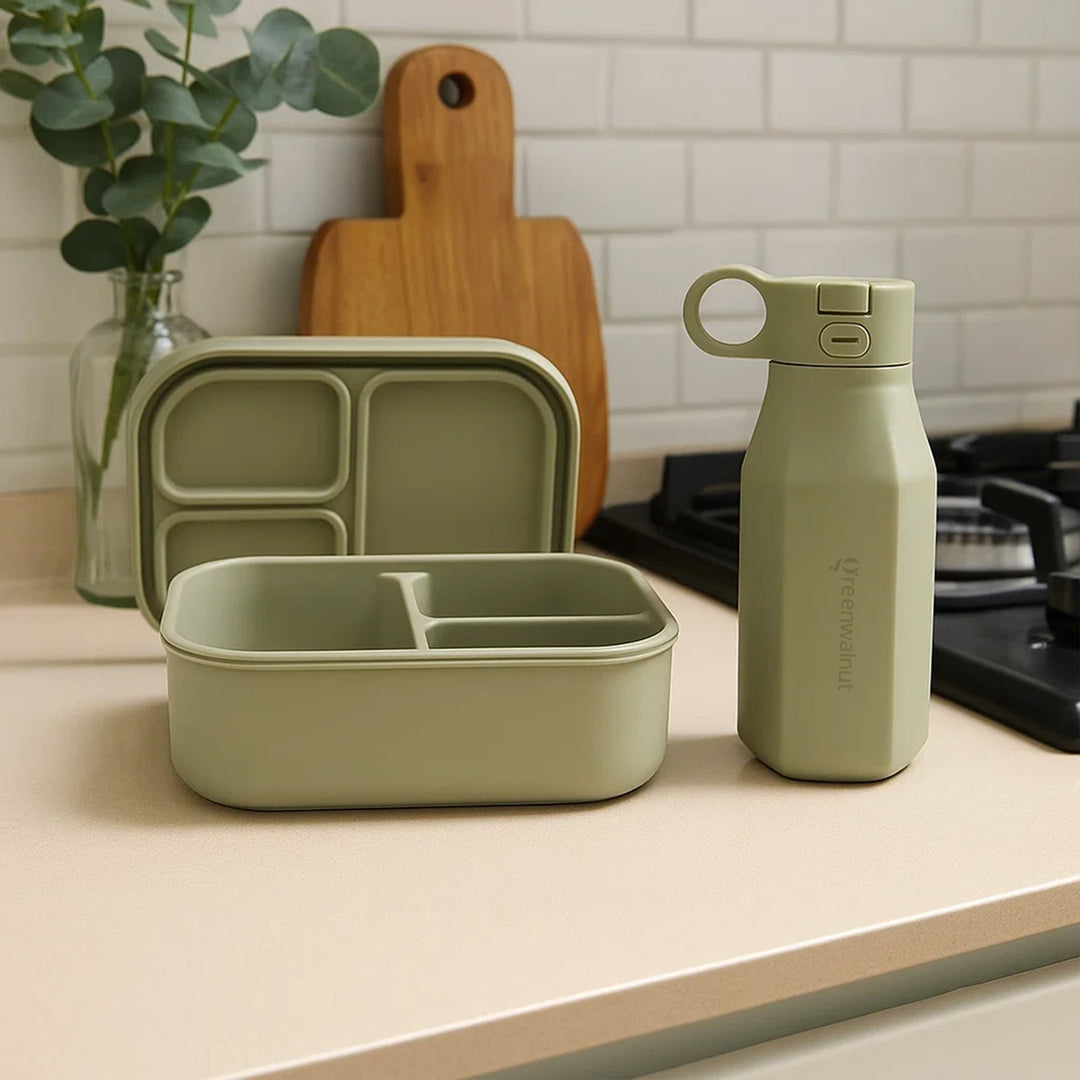 Premium Food-Grade Silicone Leak Proof Lunch Box & Water Bottle Set