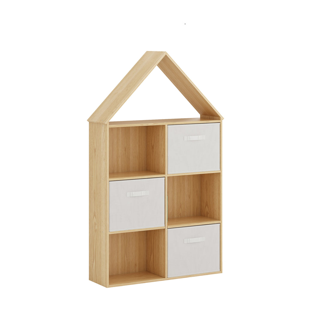ARY House Bookshelf, Montessori Kids Bookcase with 3 Cloth Drawers