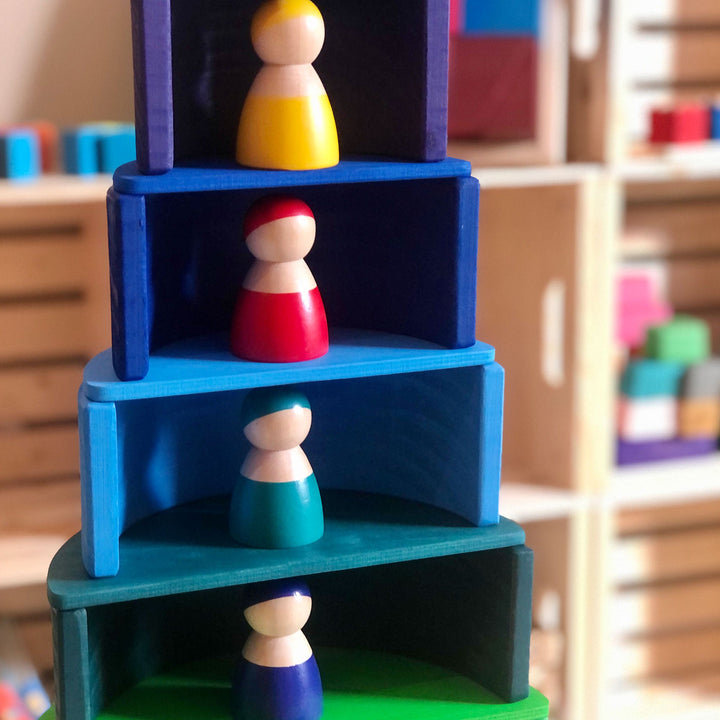 Large Wooden Rainbow Stacker Bundle – Montessori Stacking Toy for Kids