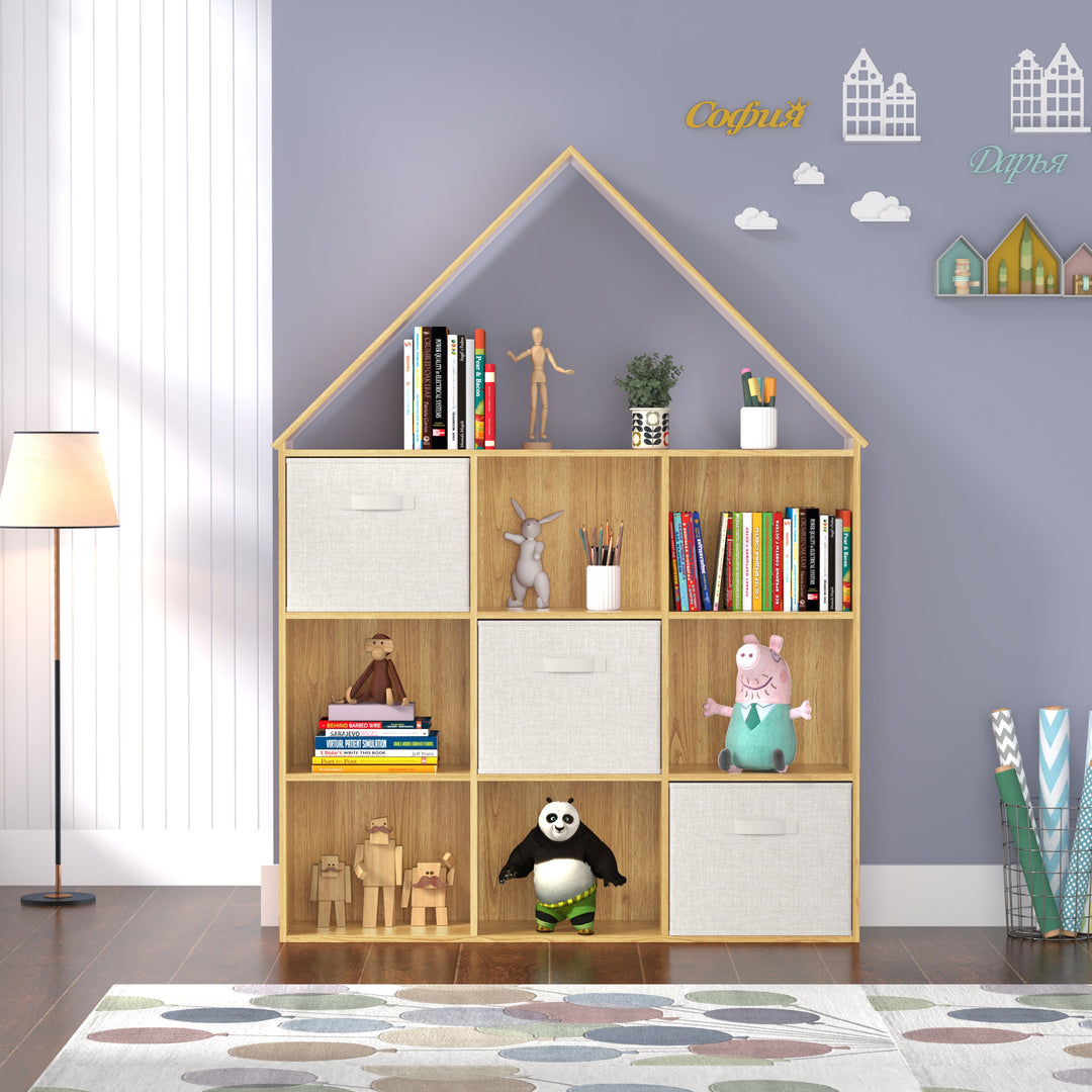 ARY House Bookshelf, Montessori Kids Bookcase with 3 Cloth Drawers