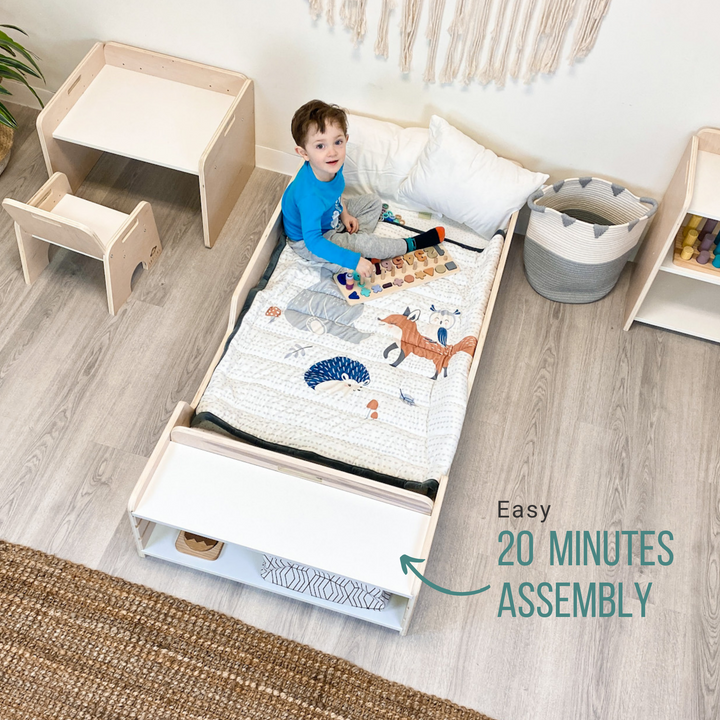Montessori Floor Bed with Rails