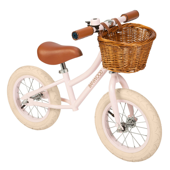 Banwood First Go balance bike Pink, handlebar and basket