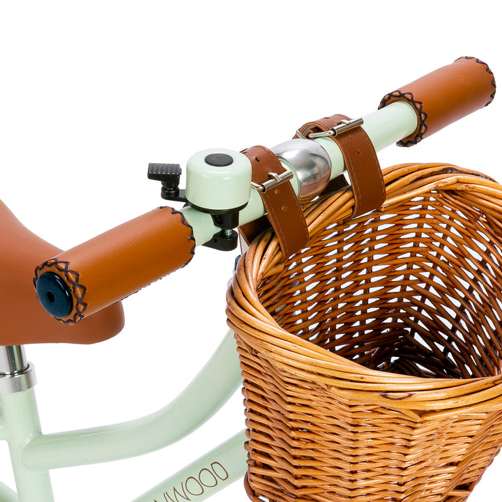 Banwood First Go balance bike Pale Mint, handlebar and basket