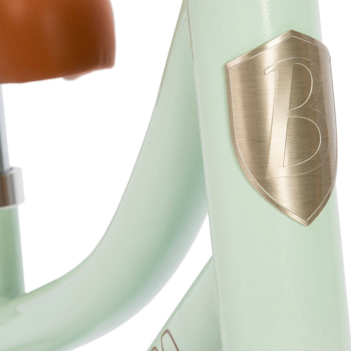 Banwood First Go balance bike Pale Mint, frame badge detail