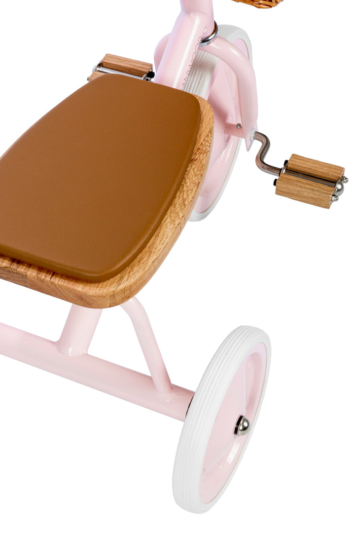 Banwood Vintage Trike Pink, padded seat from above
