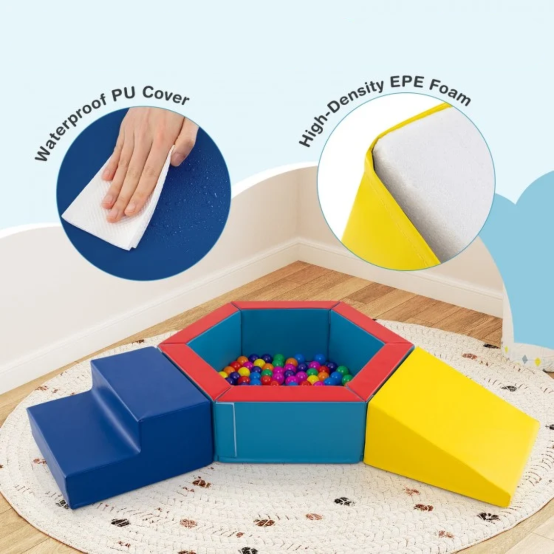 3-Piece Baby Ball Pit & Foam Climbing Blocks Set