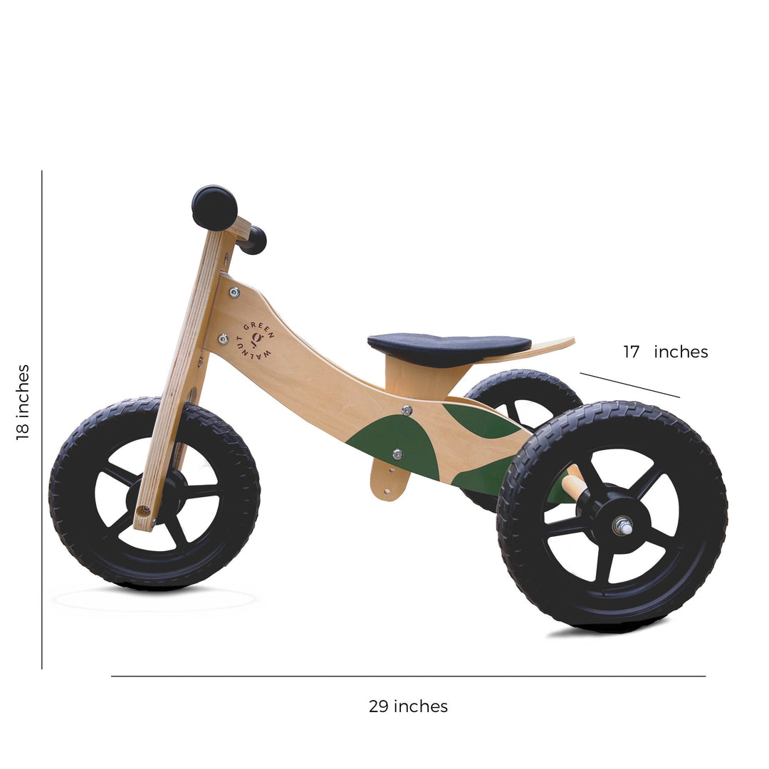 Wooden Convertible Balance Bike Dimensions