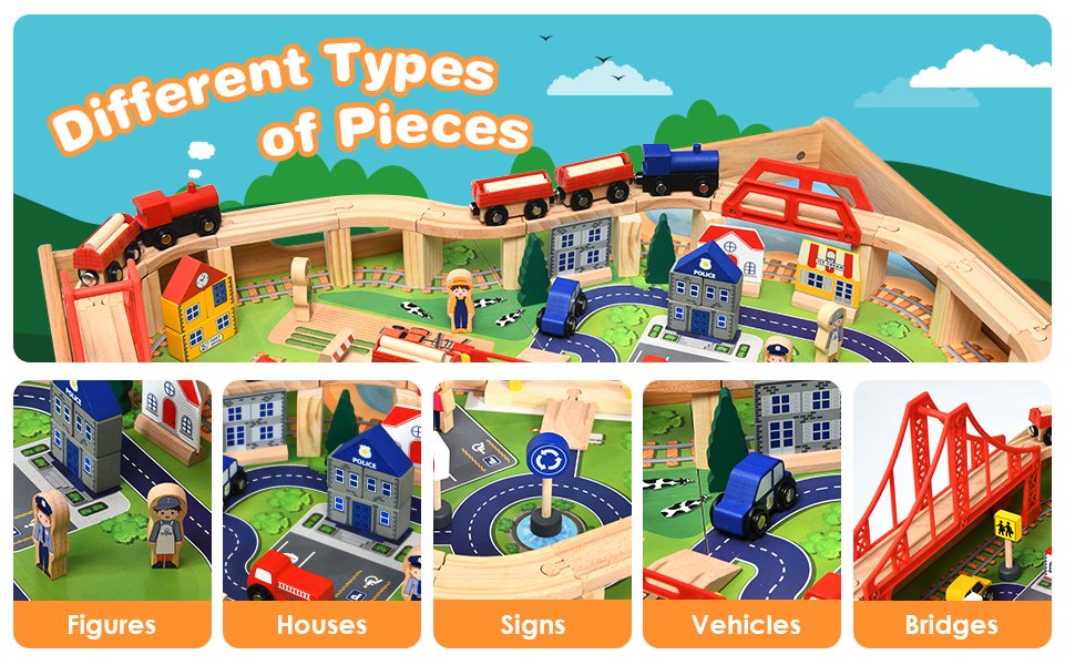 Wooden Table With Train Play-set 1