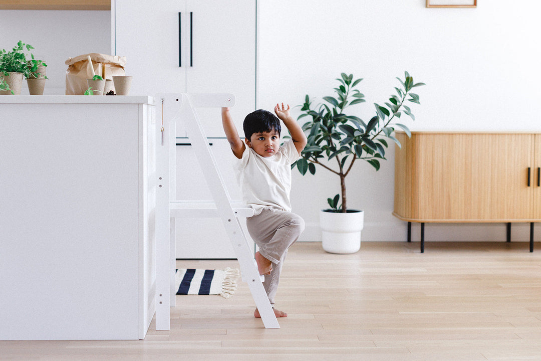 Adjustable White Fold N' Store Learning Tower - MLHCo