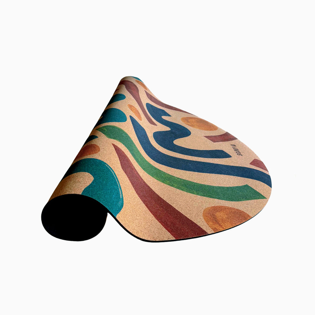 Baby Yoga Cork Mat (47" diameter - Round) - Brush Strokes