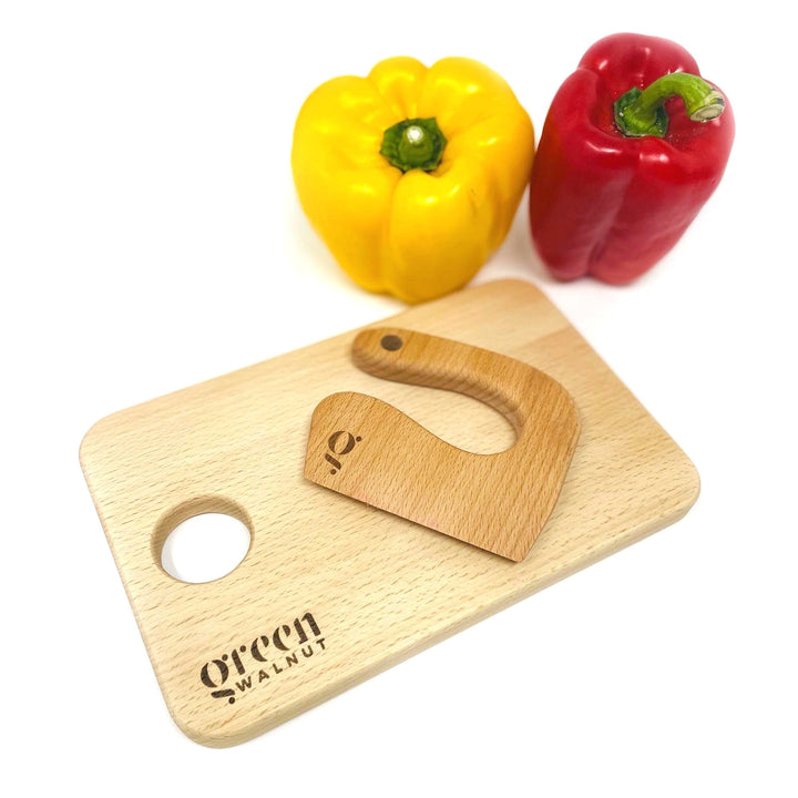Kids Wooden Knife & Cutting Board Set – Safe Montessori Kitchen Tool
