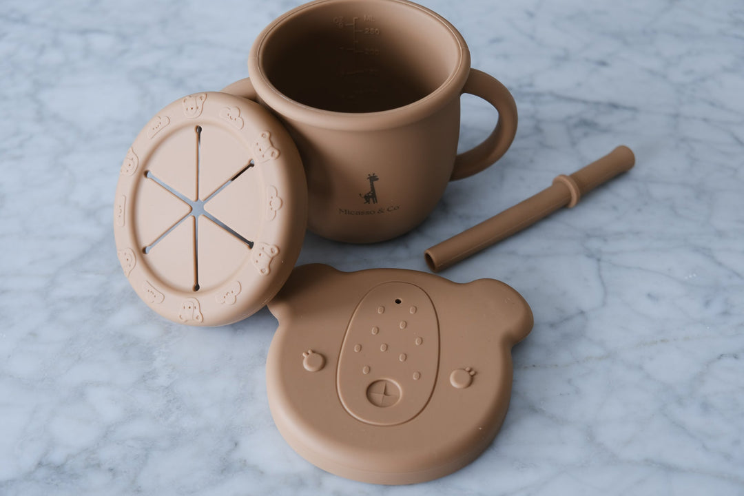 2-in-1 Silicone Training Cup | Straw & Snack Cup