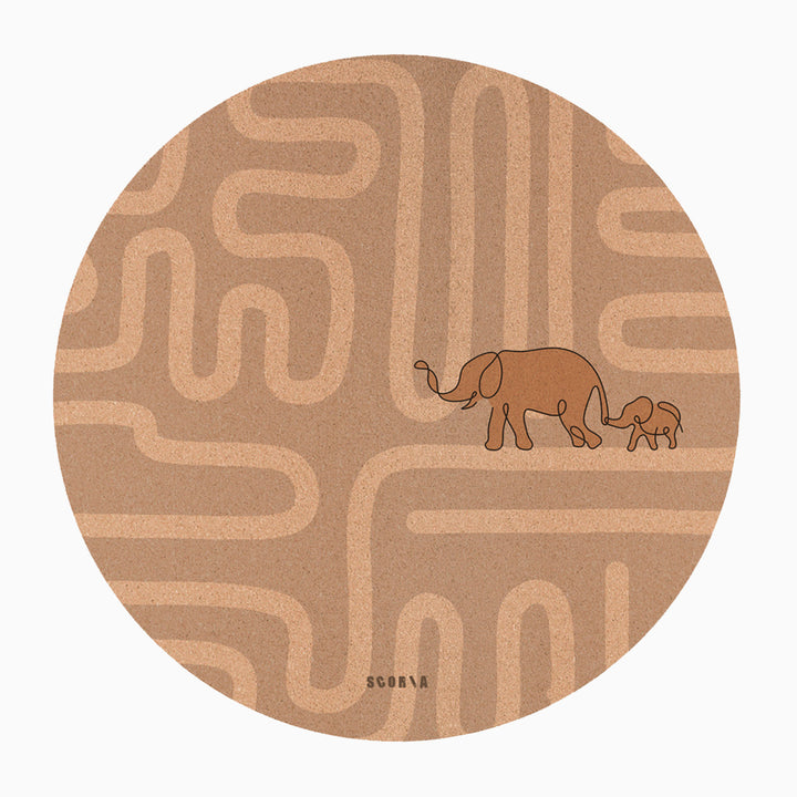 Baby Yoga Cork Mat (47" diameter - Round) - Elephant Walk