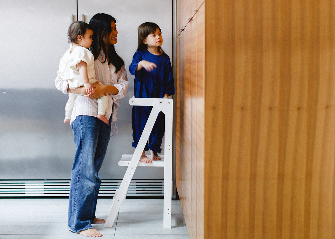 Adjustable White Fold N' Store Learning Tower - MLHCo