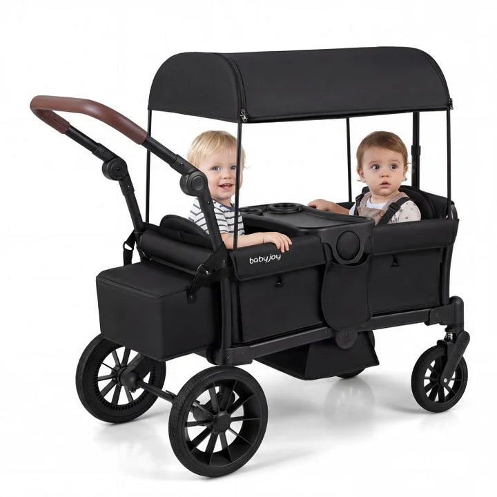 Foldable 2-Seater Wagon Stroller with Removable Canopy