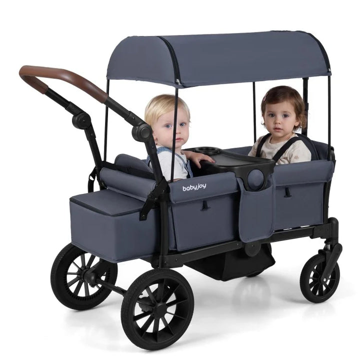 Foldable 2-Seater Wagon Stroller with Removable Canopy