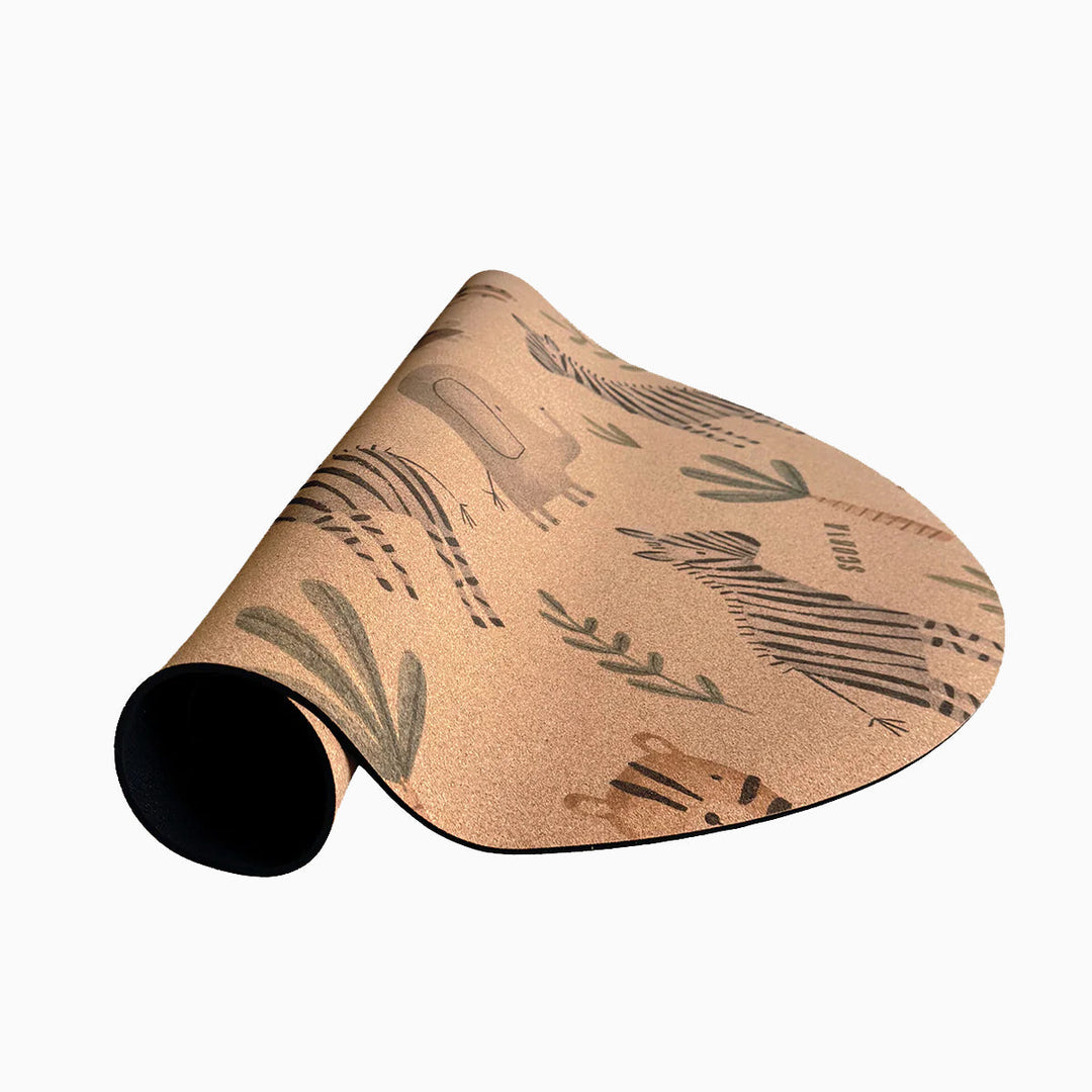 Baby Yoga Cork Mat (47" diameter - Round) - Jungle Adventure