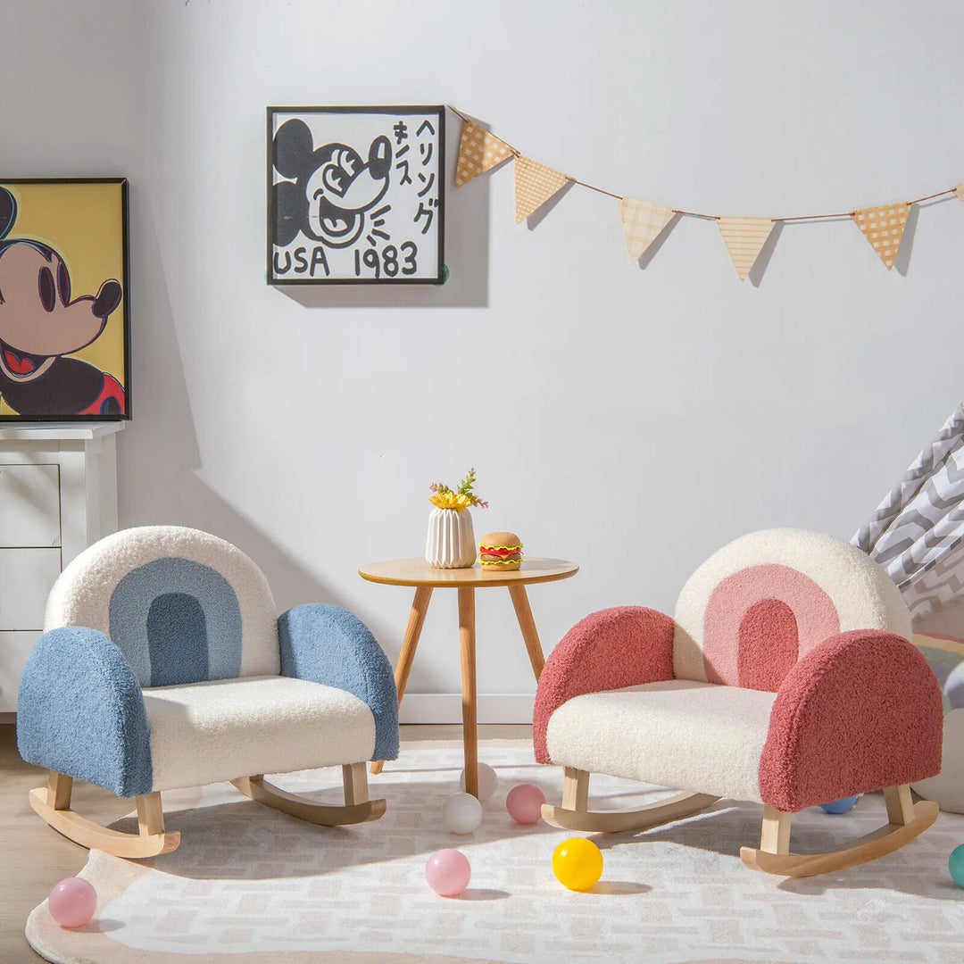 Blue and Pink Kids Rocking Chairs